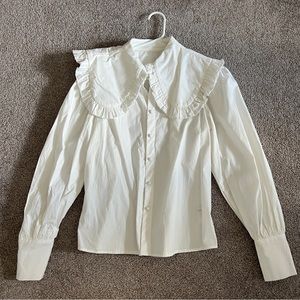 J.ING ruffled oversize-collar shirt